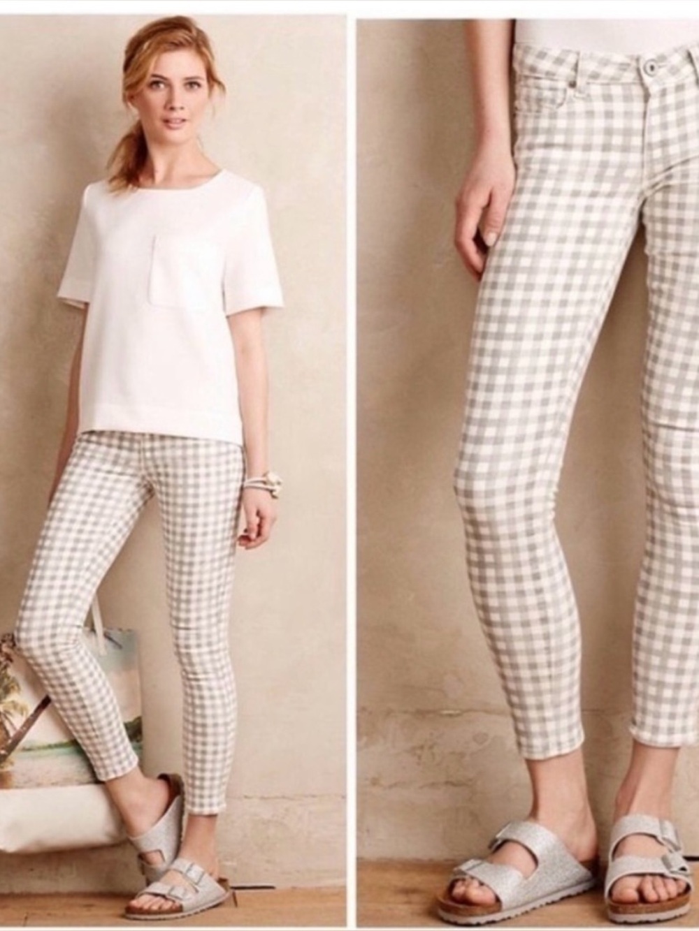 PAIGE Gray & White Plaid Gingham Jeans – Women’s Size 26